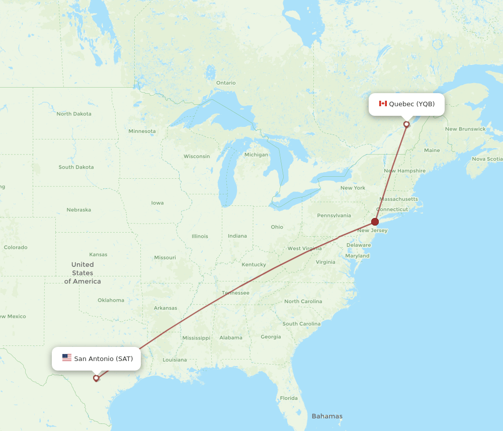 SAT-YQB flight routes