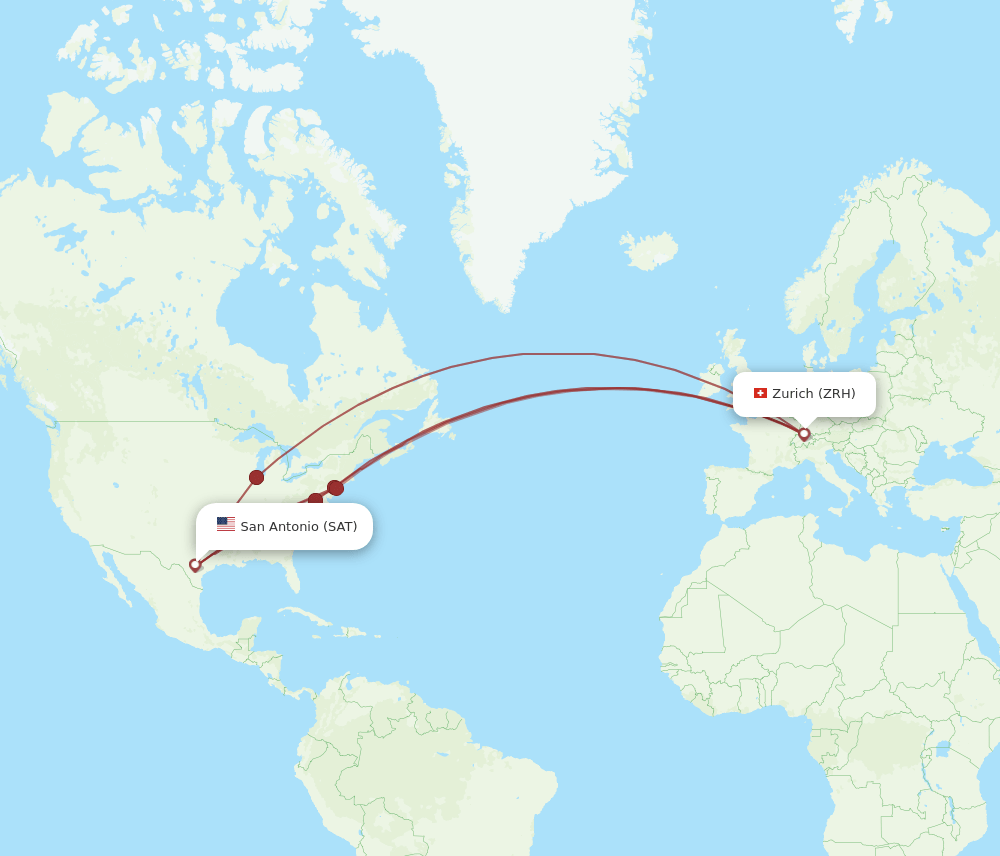 SAT-ZRH flight routes