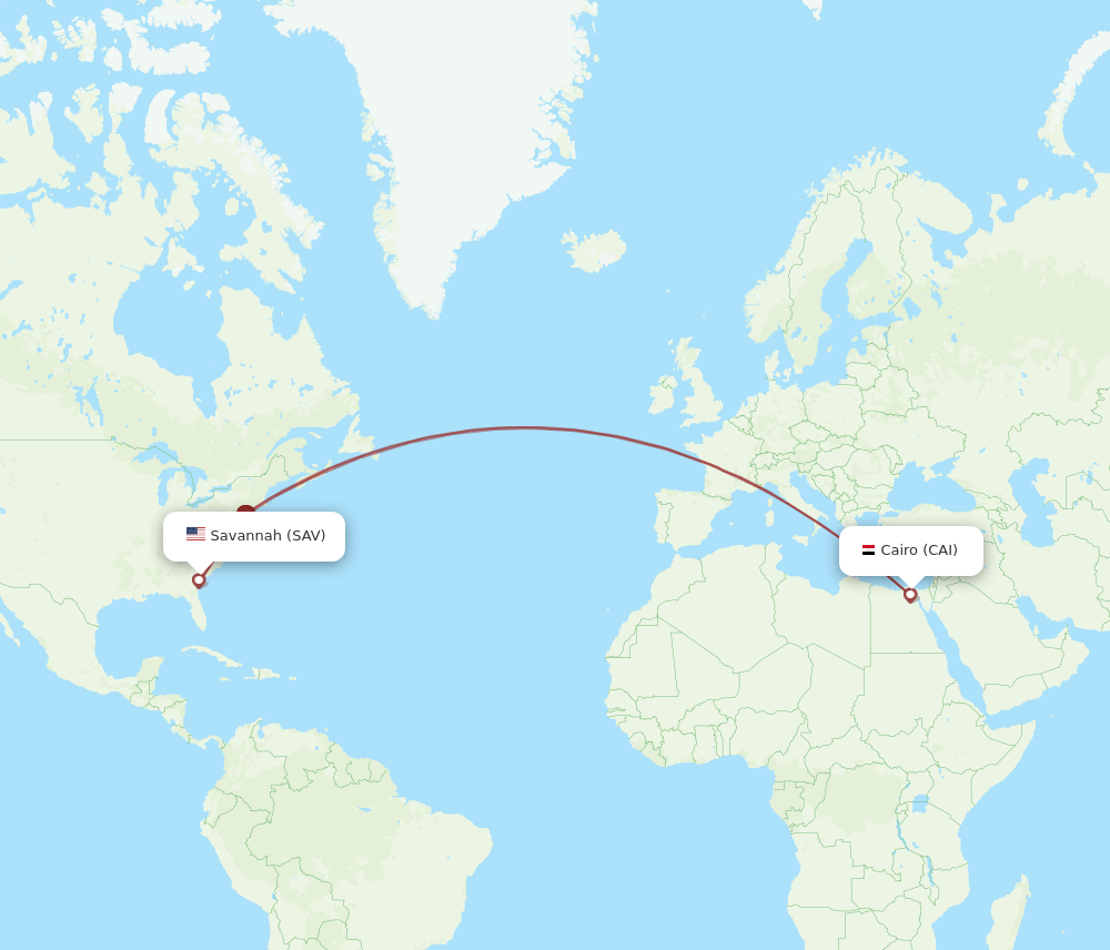 SAV-CAI flight routes