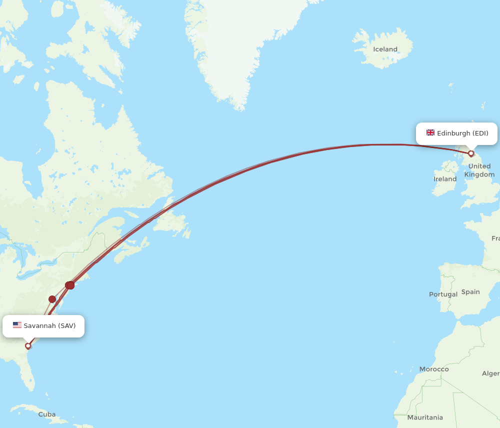 SAV-EDI flight routes