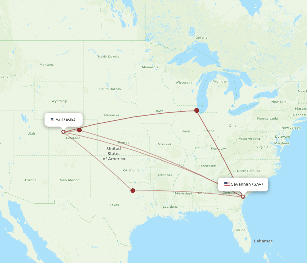 SAV-EGE flight routes