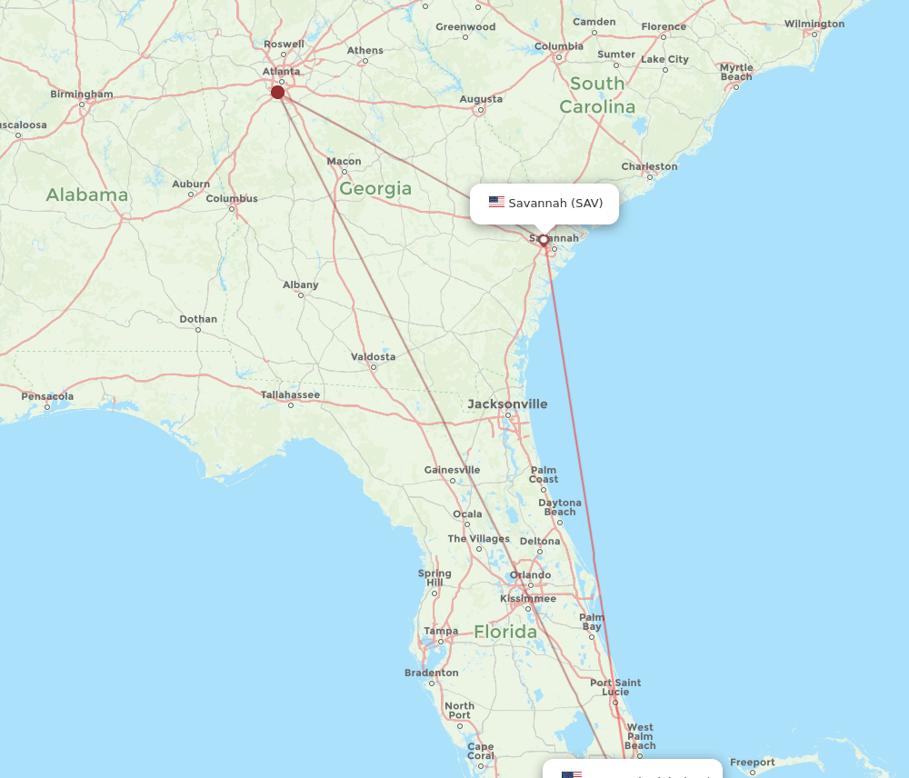 SAV-FLL flight routes