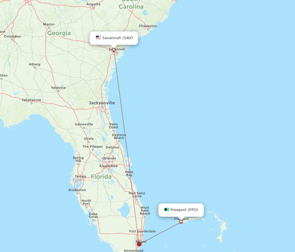 SAV-FPO flight routes