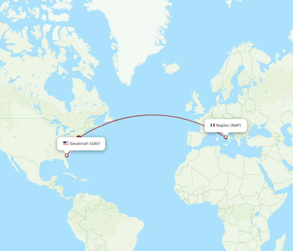 SAV-NAP flight routes