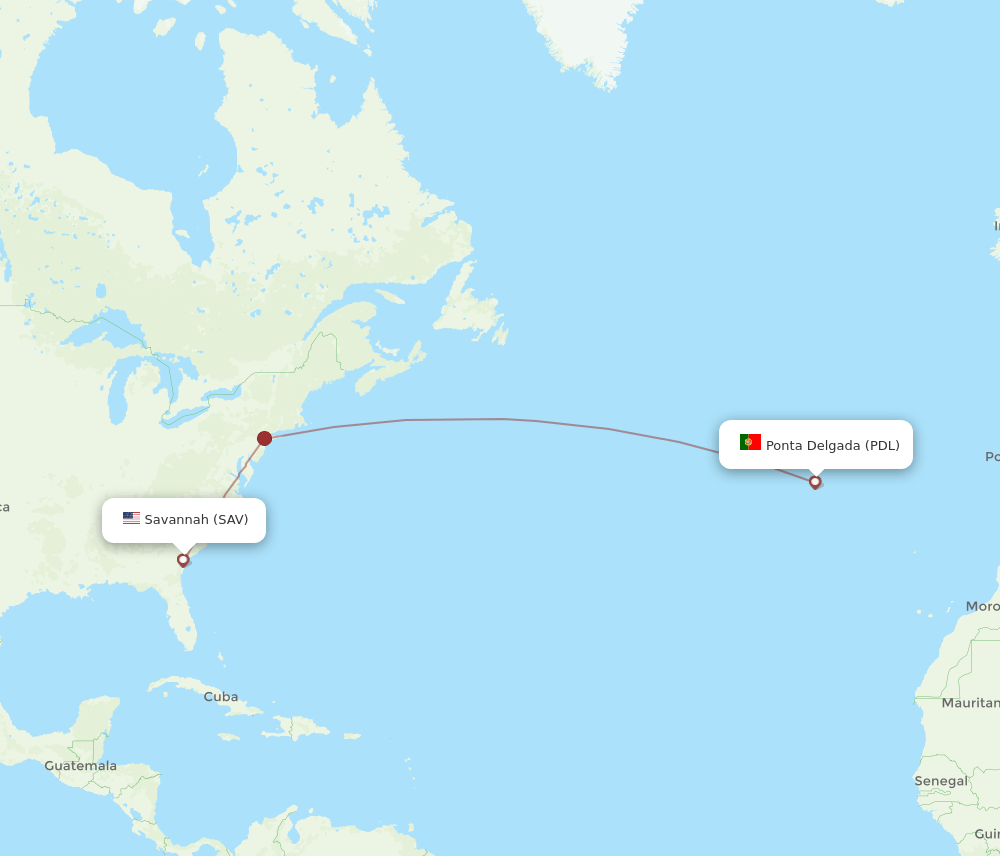 SAV-PDL flight routes