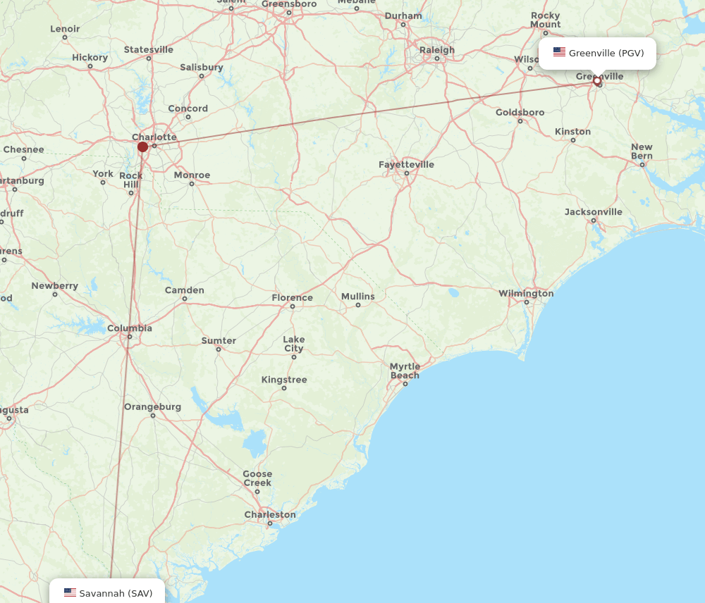 SAV-PGV flight routes