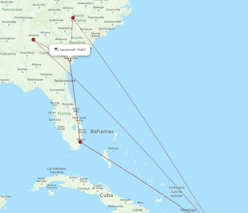 SAV-PUJ flight routes