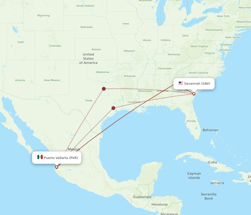 SAV-PVR flight routes