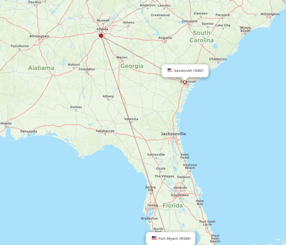 SAV-RSW flight routes