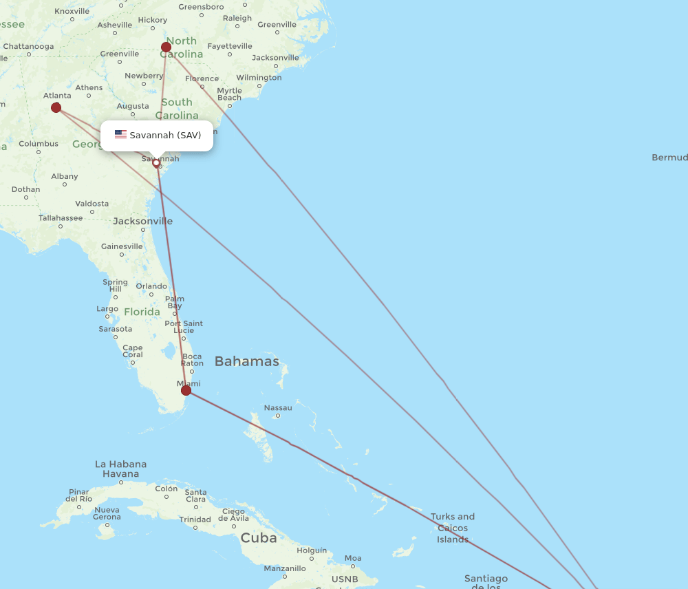SAV-SJU flight routes