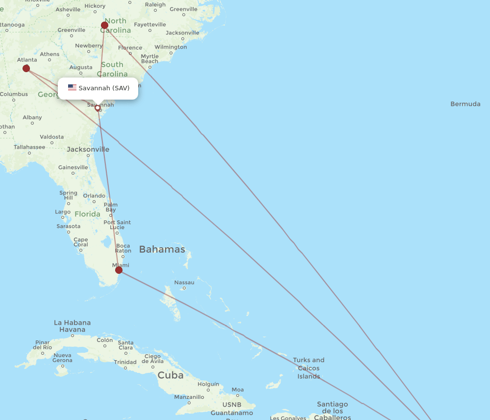 SAV to STX flights and routes map