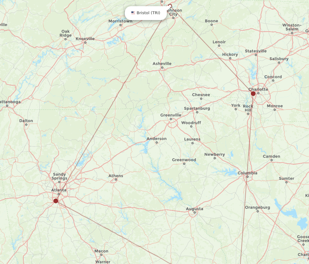 SAV-TRI flight routes