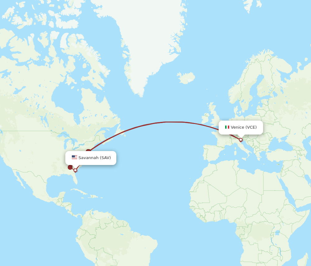 SAV-VCE flight routes