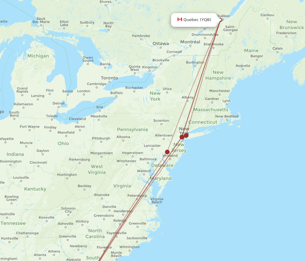 SAV-YQB flight routes