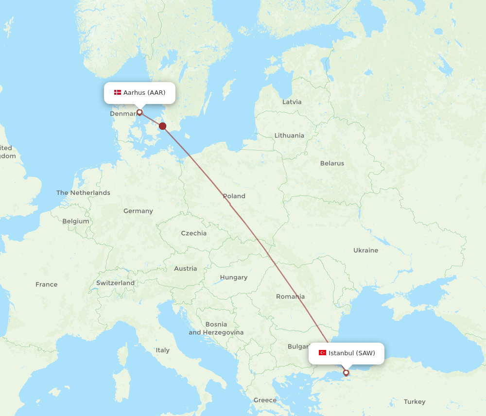 SAW-AAR flight routes