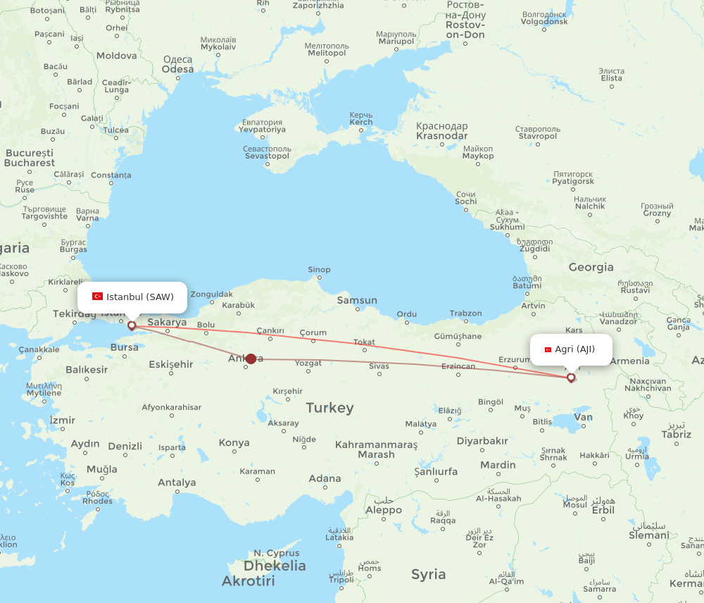 SAW-AJI flight routes