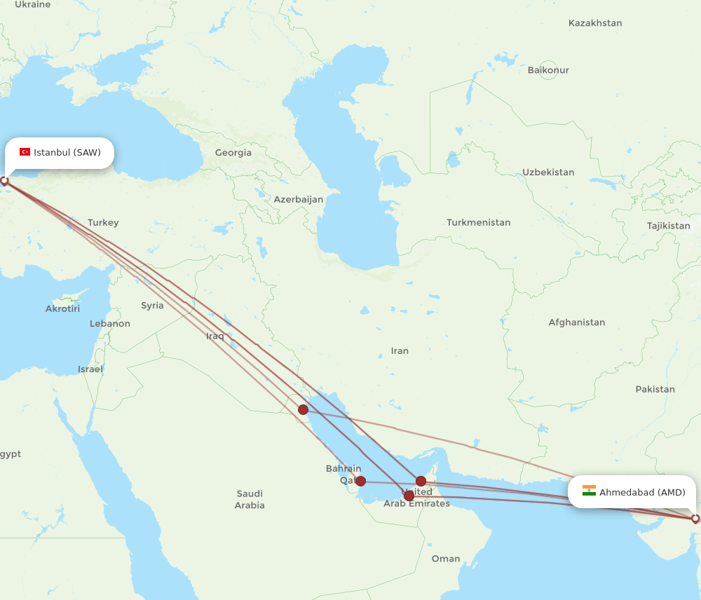 SAW-AMD flight routes