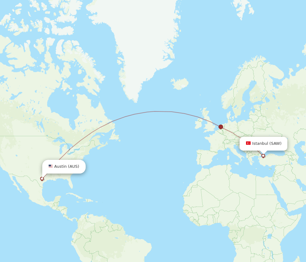 SAW-AUS flight routes