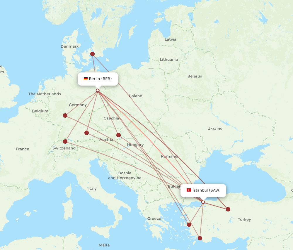 SAW-BER flight routes