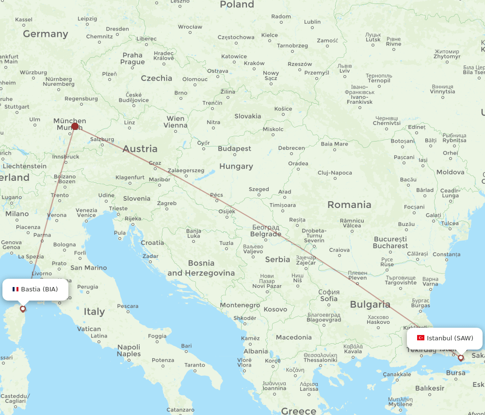 SAW-BIA flight routes