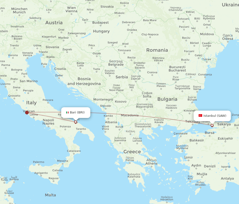 SAW-BRI flight routes