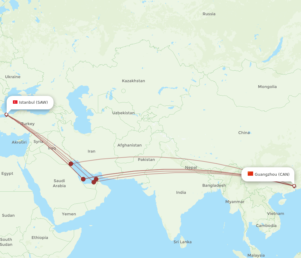 SAW-CAN flight routes