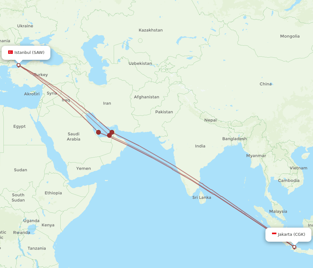 SAW-CGK flight routes