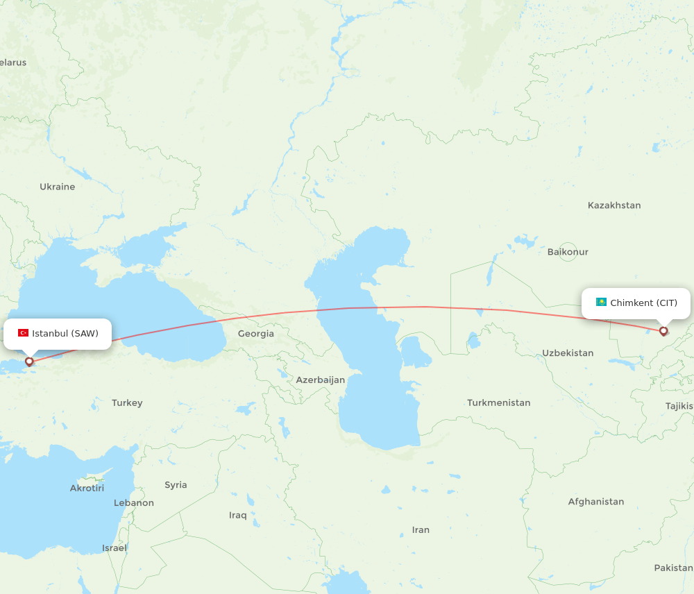 SAW to CIT flights and routes map