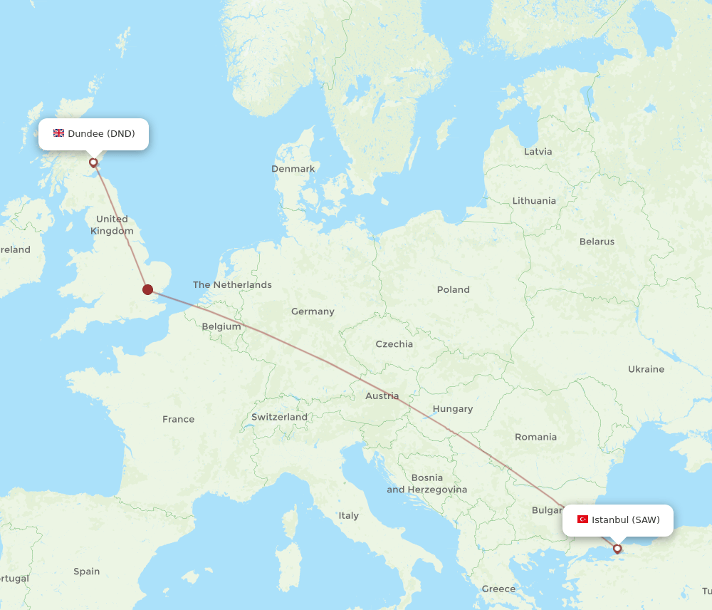 SAW-DND flight routes