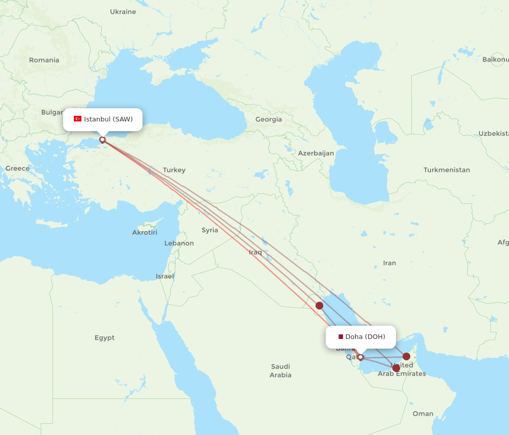 SAW-DOH flight routes
