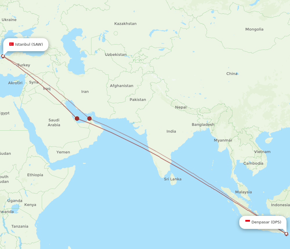SAW-DPS flight routes