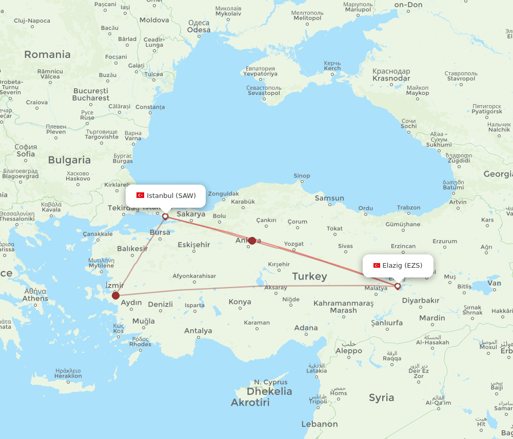 SAW-EZS flight routes
