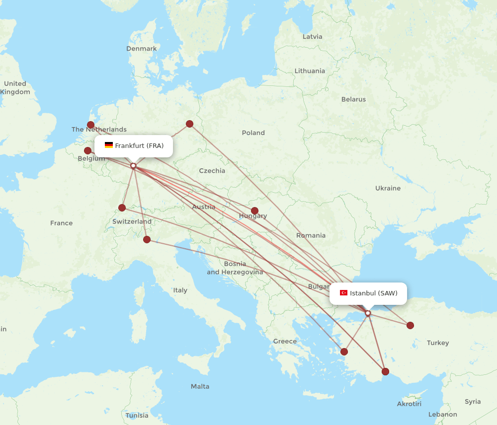 SAW-FRA flight routes