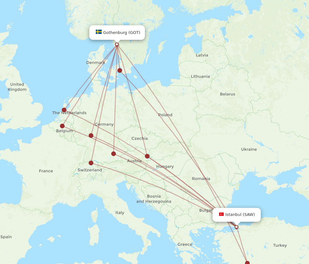 SAW-GOT flight routes