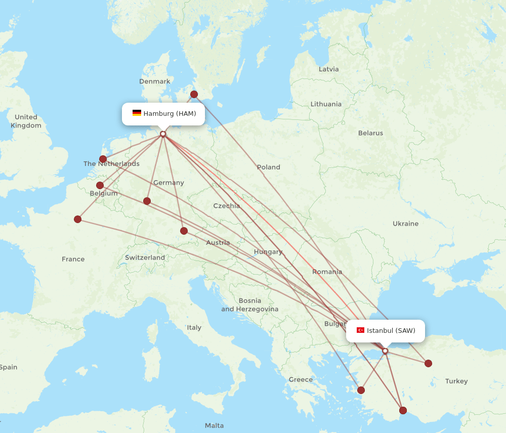 SAW-HAM flight routes