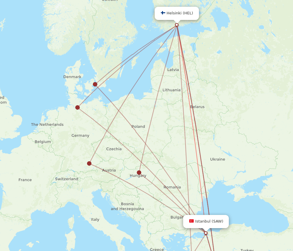 SAW-HEL flight routes