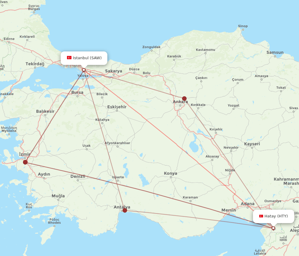 SAW-HTY flight routes