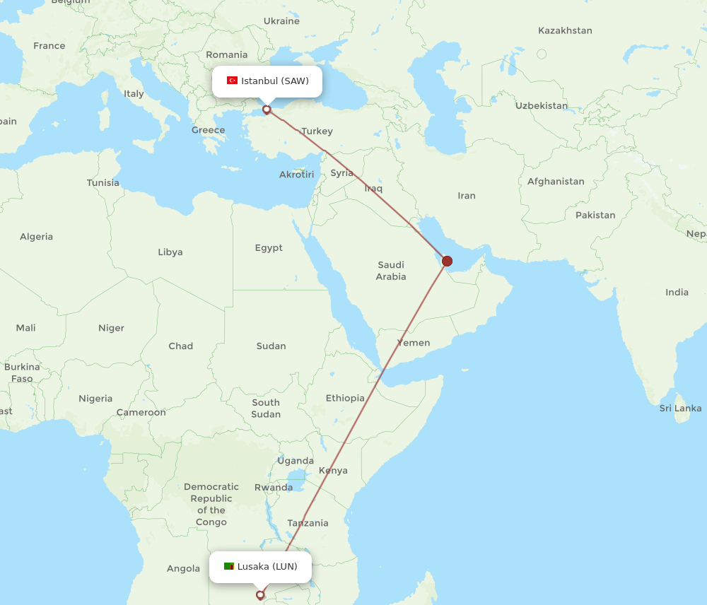 SAW-LUN flight routes