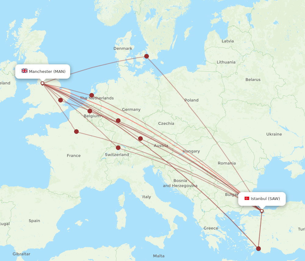 SAW-MAN flight routes