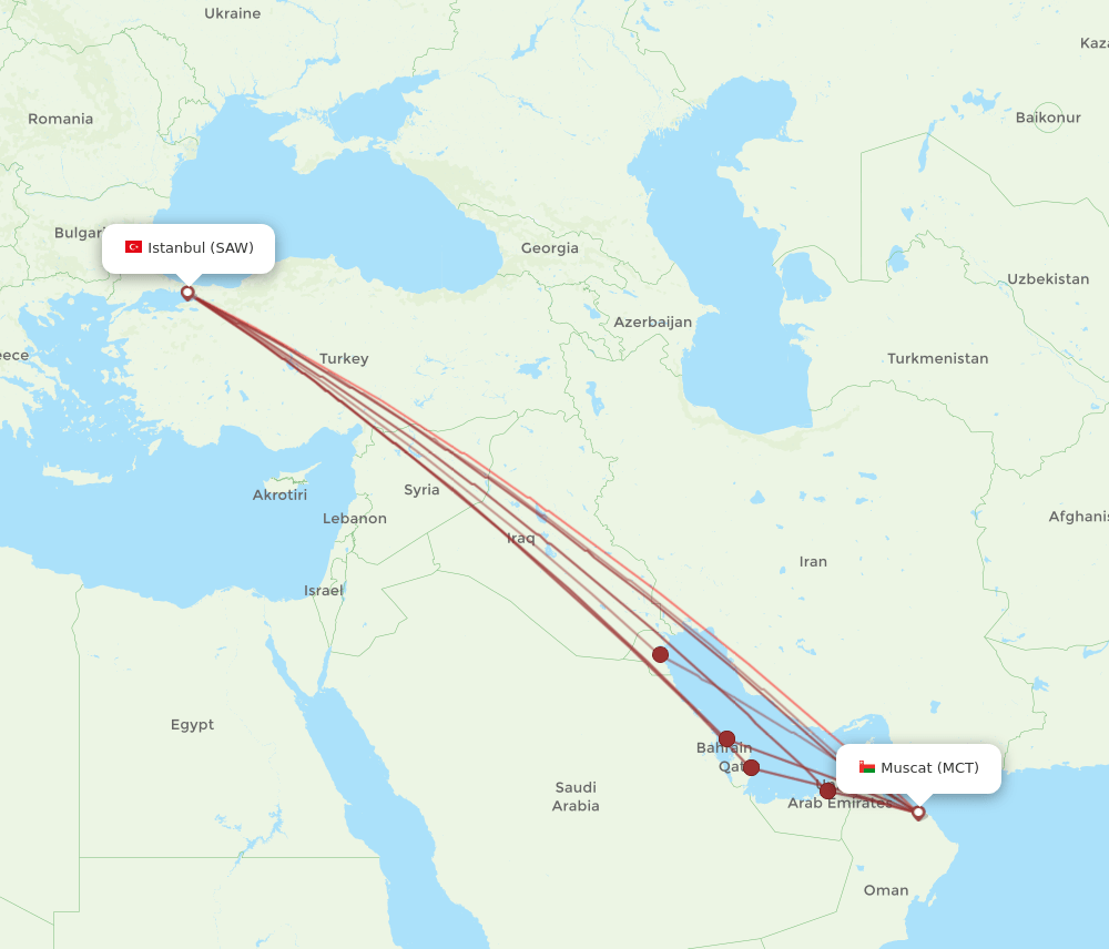 SAW-MCT flight routes