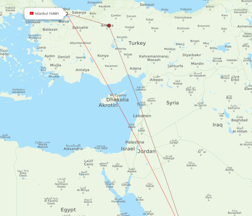 SAW to MED flights and routes map