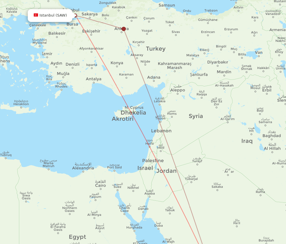 SAW-MED flight routes