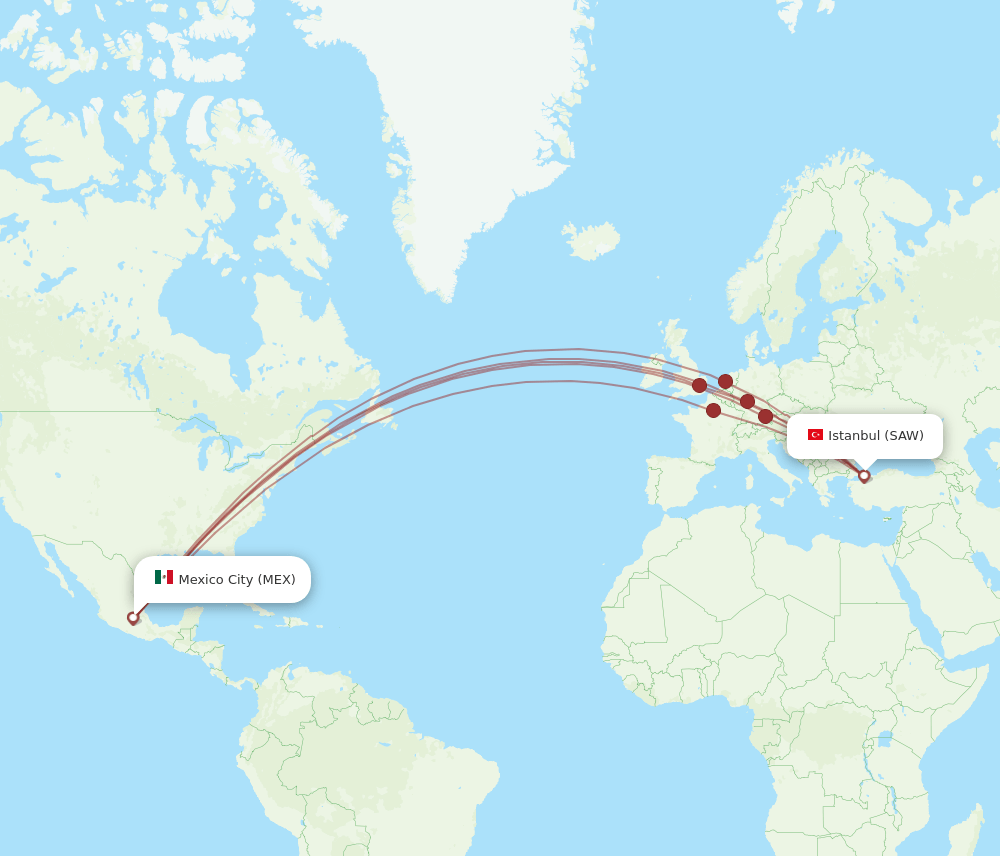SAW-MEX flight routes