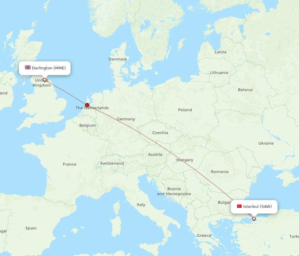 SAW-MME flight routes