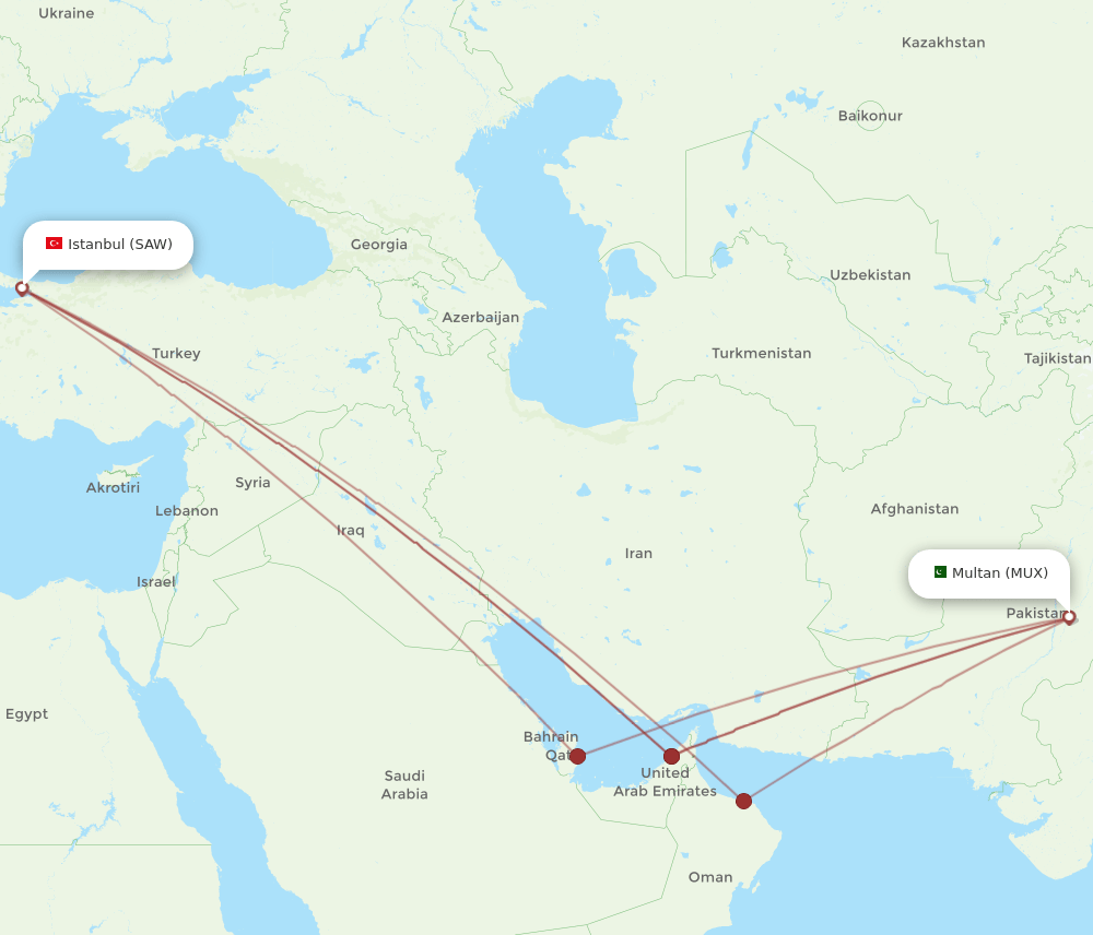 SAW-MUX flight routes