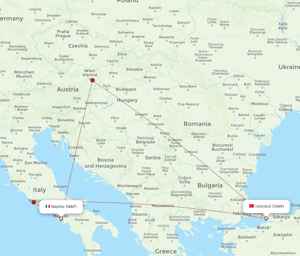 SAW-NAP flight routes