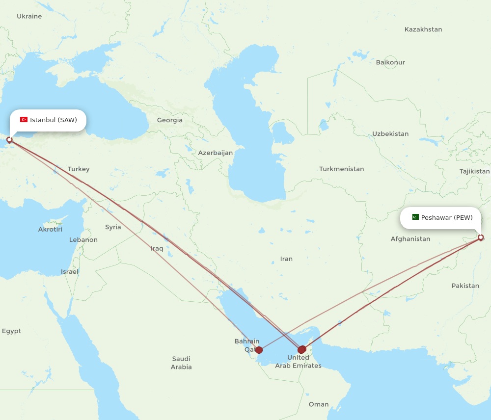 SAW-PEW flight routes