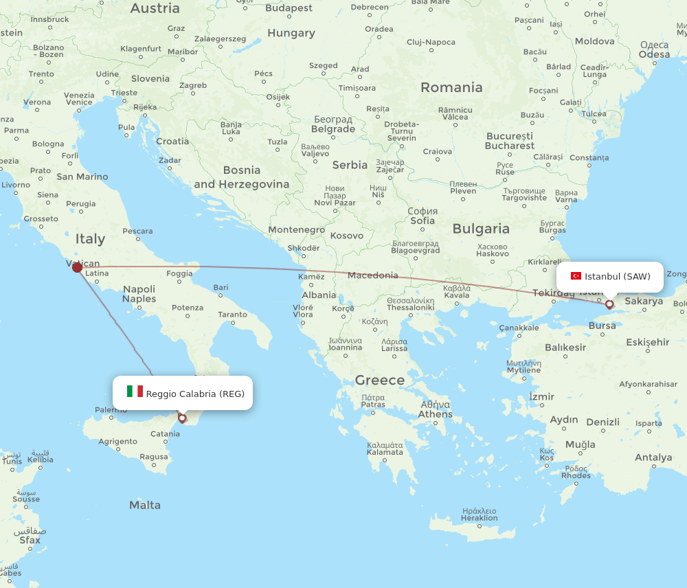 SAW-REG flight routes
