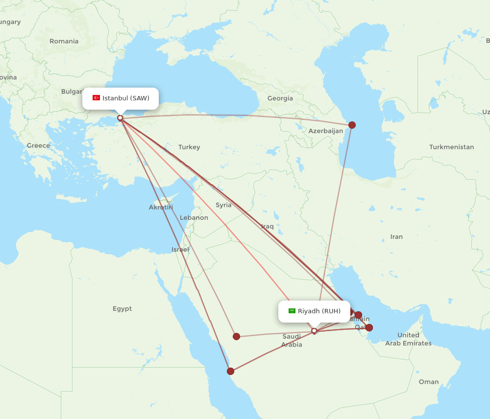 SAW-RUH flight routes