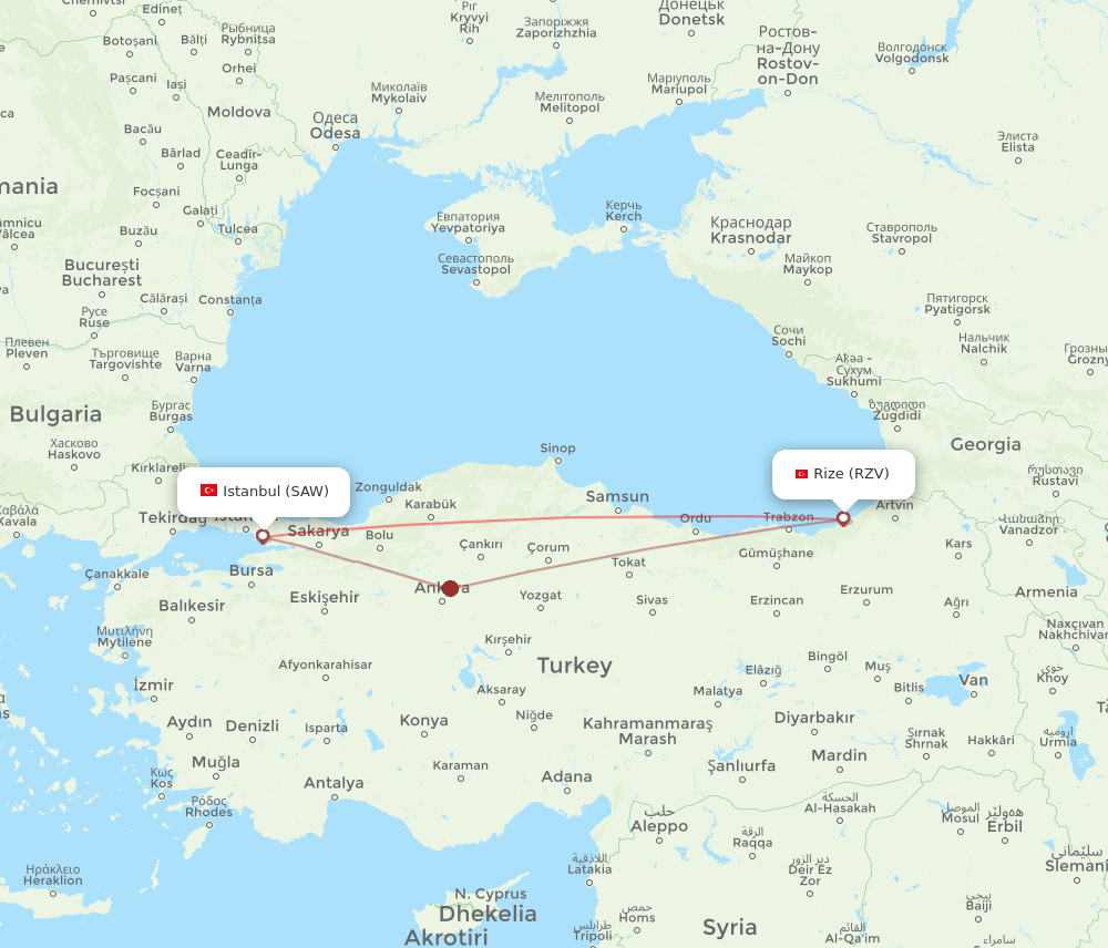 SAW-RZV flight routes